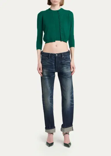 Tom Ford Cashmere Shrunken Crop Crewneck Cardigan | Thumbnail 2 Tom Ford Cashmere Shrunken Crop Crewneck Cardigan | Thumbnail 2