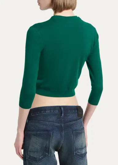 Tom Ford Cashmere Shrunken Crop Crewneck Cardigan | Thumbnail 3 Tom Ford Cashmere Shrunken Crop Crewneck Cardigan | Thumbnail 3