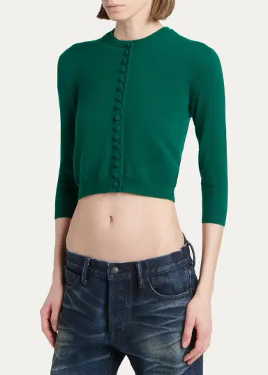 Tom Ford Cashmere Shrunken Crop Crewneck Cardigan | Thumbnail 4 Tom Ford Cashmere Shrunken Crop Crewneck Cardigan | Thumbnail 4
