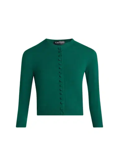 Tom Ford Cashmere Shrunken Crop Crewneck Cardigan | Thumbnail 1 Tom Ford Cashmere Shrunken Crop Crewneck Cardigan | Thumbnail 1