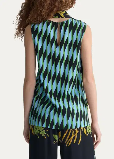 Diane von Furstenberg Draped Mixed-Print Mulberry Silk Top | Thumbnail 3 Diane von Furstenberg Draped Mixed-Print Mulberry Silk Top | Thumbnail 3