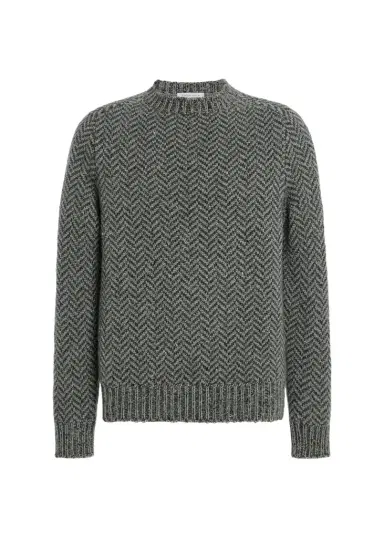 Gabriela Hearst Men's Sermo Speckled Herringbone Cashmere Crewneck Sweater | Thumbnail 1 Gabriela Hearst Men's Sermo Speckled Herringbone Cashmere Crewneck Sweater | Thumbnail 1