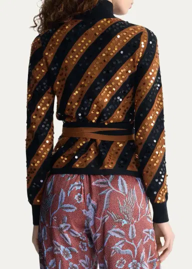 Diane von Furstenberg Jones Striped Paillette Wrap Top | Thumbnail 3 Diane von Furstenberg Jones Striped Paillette Wrap Top | Thumbnail 3