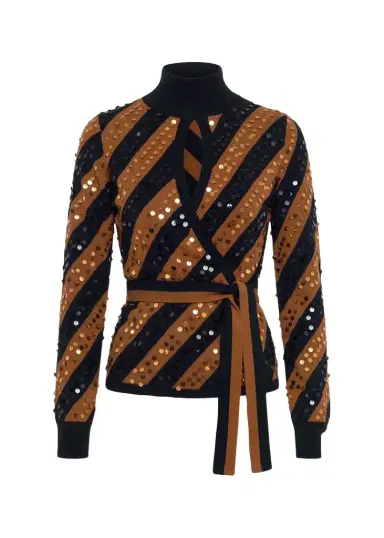 Diane von Furstenberg Jones Striped Paillette Wrap Top | Thumbnail 1 Diane von Furstenberg Jones Striped Paillette Wrap Top | Thumbnail 1