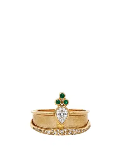 L’Atelier Nawbar 18K Armour Diamond and Emerald Trio Ring | Thumbnail 1 L’Atelier Nawbar 18K Armour Diamond and Emerald Trio Ring | Thumbnail 1