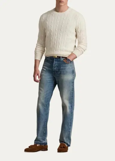 Polo Ralph Lauren Men's The Iconic Cable-Knit Cashmere Sweater | Thumbnail 2 Polo Ralph Lauren Men's The Iconic Cable-Knit Cashmere Sweater | Thumbnail 2
