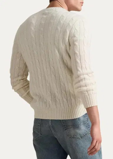 Polo Ralph Lauren Men's The Iconic Cable-Knit Cashmere Sweater | Thumbnail 3 Polo Ralph Lauren Men's The Iconic Cable-Knit Cashmere Sweater | Thumbnail 3