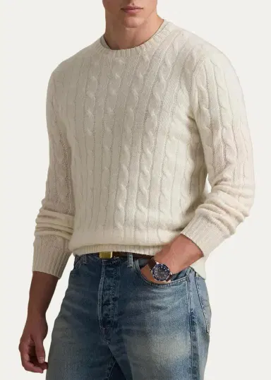 Polo Ralph Lauren Men's The Iconic Cable-Knit Cashmere Sweater | Thumbnail 4 Polo Ralph Lauren Men's The Iconic Cable-Knit Cashmere Sweater | Thumbnail 4