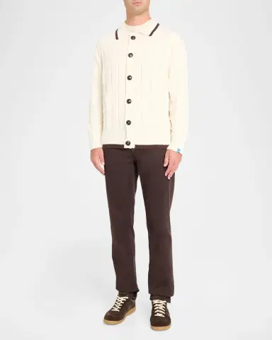 Scotch & Soda Men's Grid Knit Tipped Polo Cardigan | Thumbnail 2 Scotch & Soda Men's Grid Knit Tipped Polo Cardigan | Thumbnail 2
