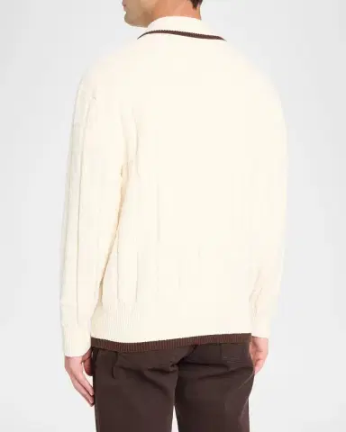 Scotch & Soda Men's Grid Knit Tipped Polo Cardigan | Thumbnail 3 Scotch & Soda Men's Grid Knit Tipped Polo Cardigan | Thumbnail 3