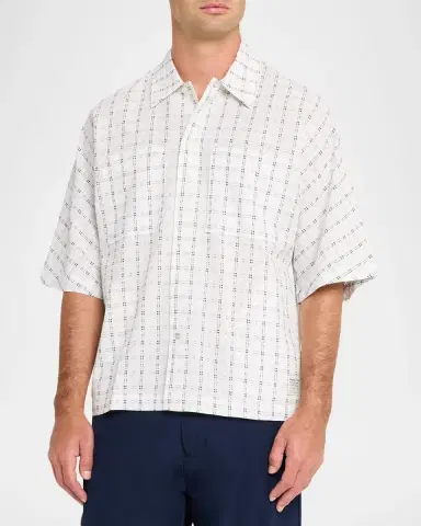 Maison Scotch Men's Check Loose-Fit Pocket Short-Sleeve Shirt | Thumbnail 4 Maison Scotch Men's Check Loose-Fit Pocket Short-Sleeve Shirt | Thumbnail 4