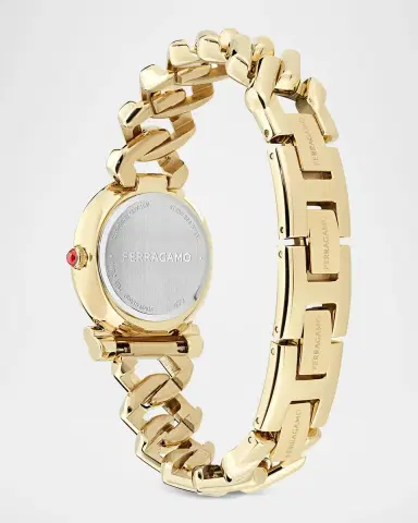 Ferragamo Gancini Twisted Chain IP Yellow Gold Green Malachite Dial Watch/28MM | Thumbnail 3 Ferragamo Gancini Twisted Chain IP Yellow Gold Green Malachite Dial Watch/28MM | Thumbnail 3