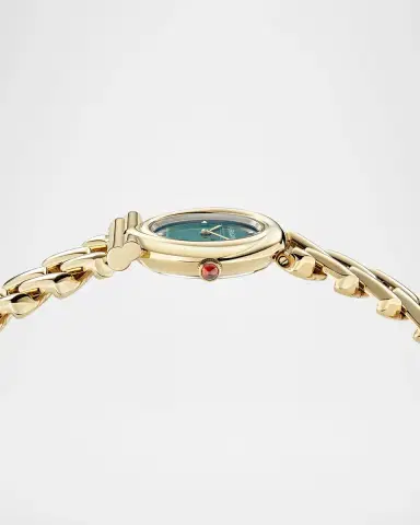 Ferragamo Gancini Twisted Chain IP Yellow Gold Green Malachite Dial Watch/28MM | Thumbnail 4 Ferragamo Gancini Twisted Chain IP Yellow Gold Green Malachite Dial Watch/28MM | Thumbnail 4