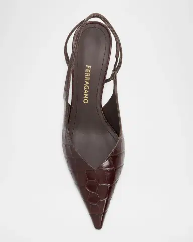 Ferragamo Dafne 70MM Croc-Embossed Slingback Pumps | Thumbnail 6 Ferragamo Dafne 70MM Croc-Embossed Slingback Pumps | Thumbnail 6