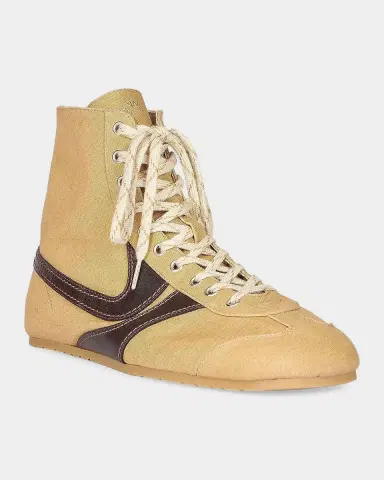 Dries Van Noten Contrast Leather-Striped High-Top Sneakers | Thumbnail 5 Dries Van Noten Contrast Leather-Striped High-Top Sneakers | Thumbnail 5