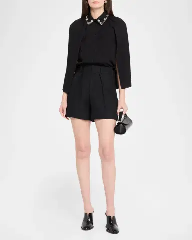 Dice Kayek Embellished-Collar Pleated Silk Cape Shirt | Thumbnail 2 Dice Kayek Embellished-Collar Pleated Silk Cape Shirt | Thumbnail 2
