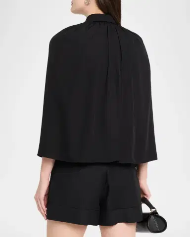 Dice Kayek Embellished-Collar Pleated Silk Cape Shirt | Thumbnail 3 Dice Kayek Embellished-Collar Pleated Silk Cape Shirt | Thumbnail 3