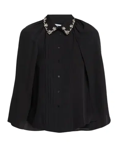 Dice Kayek Embellished-Collar Pleated Silk Cape Shirt | Thumbnail 1 Dice Kayek Embellished-Collar Pleated Silk Cape Shirt | Thumbnail 1
