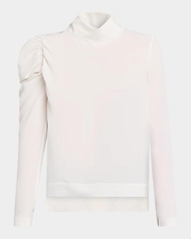 Dice Kayek Puff-Sleeve Silk Georgette High-Low Shirt | Thumbnail 1 Dice Kayek Puff-Sleeve Silk Georgette High-Low Shirt | Thumbnail 1