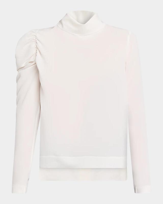 Puff-Sleeve Silk Georgette High-Low Shirt Puff-Sleeve Silk Georgette High-Low Shirt