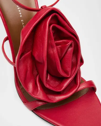 Giuseppe Zanotti 105mm Flower Metallic Leather Ankle-Strap Sandals | Thumbnail 4 Giuseppe Zanotti 105mm Flower Metallic Leather Ankle-Strap Sandals | Thumbnail 4