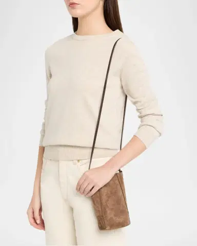 Brunello Cucinelli Mini Suede Phone Crossbody Bag with Monili Beading | Thumbnail 2 Brunello Cucinelli Mini Suede Phone Crossbody Bag with Monili Beading | Thumbnail 2
