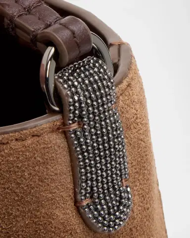 Brunello Cucinelli Mini Suede Phone Crossbody Bag with Monili Beading | Thumbnail 6 Brunello Cucinelli Mini Suede Phone Crossbody Bag with Monili Beading | Thumbnail 6