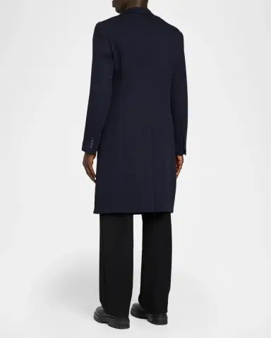 Emporio Armani Men's Single-Breasted Wool Twill Top Coat | Thumbnail 3 Emporio Armani Men's Single-Breasted Wool Twill Top Coat | Thumbnail 3