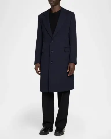Emporio Armani Men's Single-Breasted Wool Twill Top Coat | Thumbnail 4 Emporio Armani Men's Single-Breasted Wool Twill Top Coat | Thumbnail 4