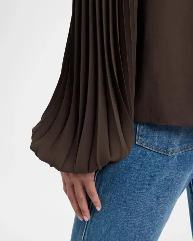Tom Ford Pleated Balloon-Sleeve Neck-Scarf Blouse | Thumbnail 5 Tom Ford Pleated Balloon-Sleeve Neck-Scarf Blouse | Thumbnail 5