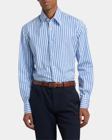 Isaia Bengal Stripe Cotton Shirt | Thumbnail 4 Isaia Bengal Stripe Cotton Shirt | Thumbnail 4