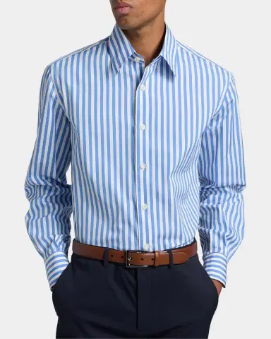 Isaia Bengal Stripe Cotton Shirt | Thumbnail 5 Isaia Bengal Stripe Cotton Shirt | Thumbnail 5