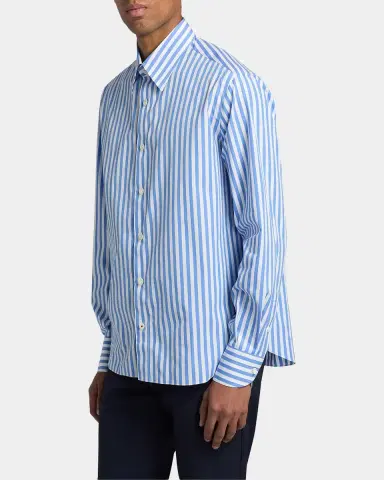 Isaia Bengal Stripe Cotton Shirt | Thumbnail 6 Isaia Bengal Stripe Cotton Shirt | Thumbnail 6