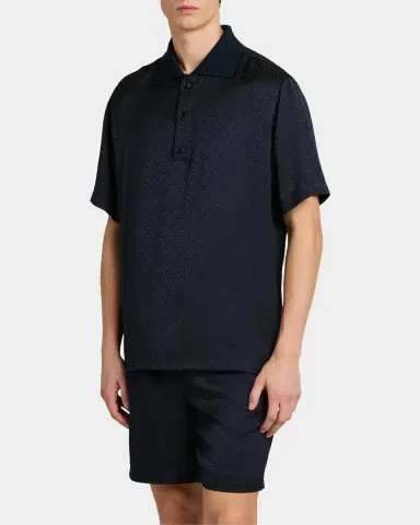 Casablanca Logo Print Knit Collar Polo Shirt | Thumbnail 4 Casablanca Logo Print Knit Collar Polo Shirt | Thumbnail 4