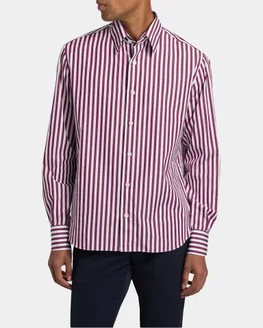 Isaia Bengal Stripe Cotton Shirt | Thumbnail 4 Isaia Bengal Stripe Cotton Shirt | Thumbnail 4