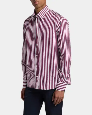 Isaia Bengal Stripe Cotton Shirt | Thumbnail 6 Isaia Bengal Stripe Cotton Shirt | Thumbnail 6