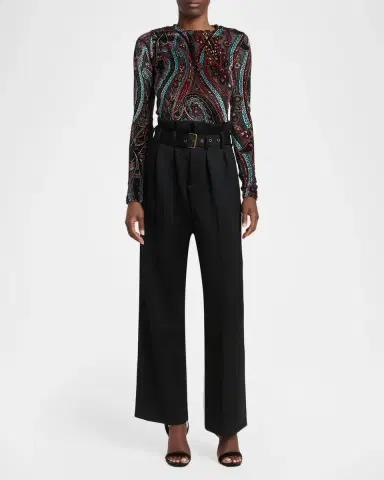 Etro Belted Wool-Blend Paperbag Trousers | Thumbnail 2 Etro Belted Wool-Blend Paperbag Trousers | Thumbnail 2
