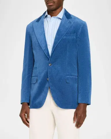 Brunello Cucinelli Men's Velvet Single-Breasted Suit Jacket | Thumbnail 4 Brunello Cucinelli Men's Velvet Single-Breasted Suit Jacket | Thumbnail 4