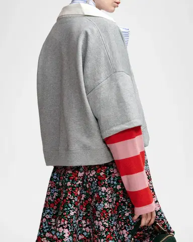 Essentiel Antwerp Kantelou Mixed-Media Polo Sweatshirt | Thumbnail 3 Essentiel Antwerp Kantelou Mixed-Media Polo Sweatshirt | Thumbnail 3