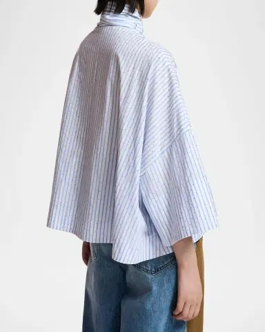 Essentiel Antwerp Kefir Tie-Neck Striped Blouse | Thumbnail 3 Essentiel Antwerp Kefir Tie-Neck Striped Blouse | Thumbnail 3