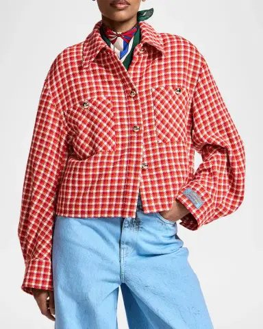 Essentiel Antwerp Check Wool-Blend Jacket with Patch Pockets | Thumbnail 4 Essentiel Antwerp Check Wool-Blend Jacket with Patch Pockets | Thumbnail 4