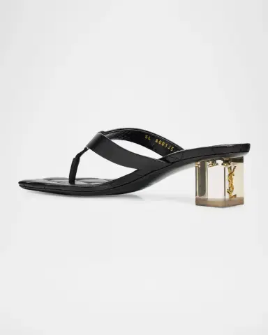 Saint Laurent Leather Thong Sandals w/ Plexi Heel | Thumbnail 4 Saint Laurent Leather Thong Sandals w/ Plexi Heel | Thumbnail 4