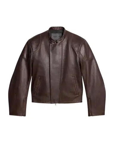 Helmut Lang Men's Leather Concealed-Zip Moto Jacket | Thumbnail 1 Helmut Lang Men's Leather Concealed-Zip Moto Jacket | Thumbnail 1