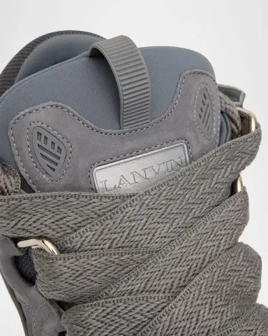 Lanvin Men's Curb Tonal Suede and Mesh Sneakers | Thumbnail 4 Lanvin Men's Curb Tonal Suede and Mesh Sneakers | Thumbnail 4