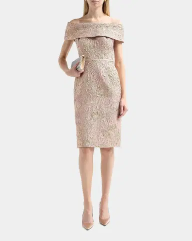 Rickie Freeman for Teri Jon Metallic Jacquard Off-The-Shoulder Mini Dress | Thumbnail 2 Rickie Freeman for Teri Jon Metallic Jacquard Off-The-Shoulder Mini Dress | Thumbnail 2