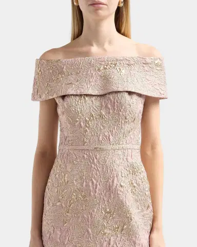 Rickie Freeman for Teri Jon Metallic Jacquard Off-The-Shoulder Mini Dress | Thumbnail 5 Rickie Freeman for Teri Jon Metallic Jacquard Off-The-Shoulder Mini Dress | Thumbnail 5