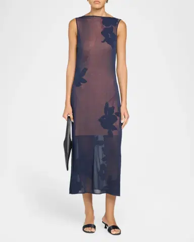 Jason Wu Collection Sleeveless Floral Sheer Knit Backless Midi Dress | Thumbnail 2 Jason Wu Collection Sleeveless Floral Sheer Knit Backless Midi Dress | Thumbnail 2