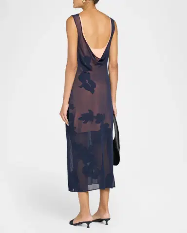 Jason Wu Collection Sleeveless Floral Sheer Knit Backless Midi Dress | Thumbnail 3 Jason Wu Collection Sleeveless Floral Sheer Knit Backless Midi Dress | Thumbnail 3