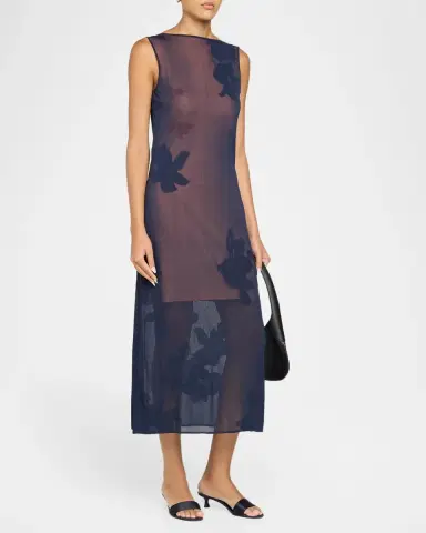 Jason Wu Collection Sleeveless Floral Sheer Knit Backless Midi Dress | Thumbnail 4 Jason Wu Collection Sleeveless Floral Sheer Knit Backless Midi Dress | Thumbnail 4