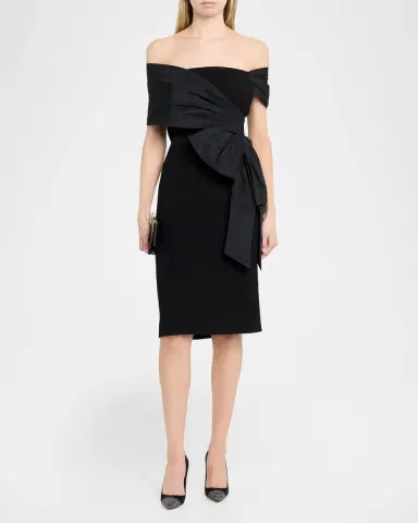 Rickie Freeman for Teri Jon Off-Shoulder Taffeta Wrap Crepe Dress | Thumbnail 2 Rickie Freeman for Teri Jon Off-Shoulder Taffeta Wrap Crepe Dress | Thumbnail 2